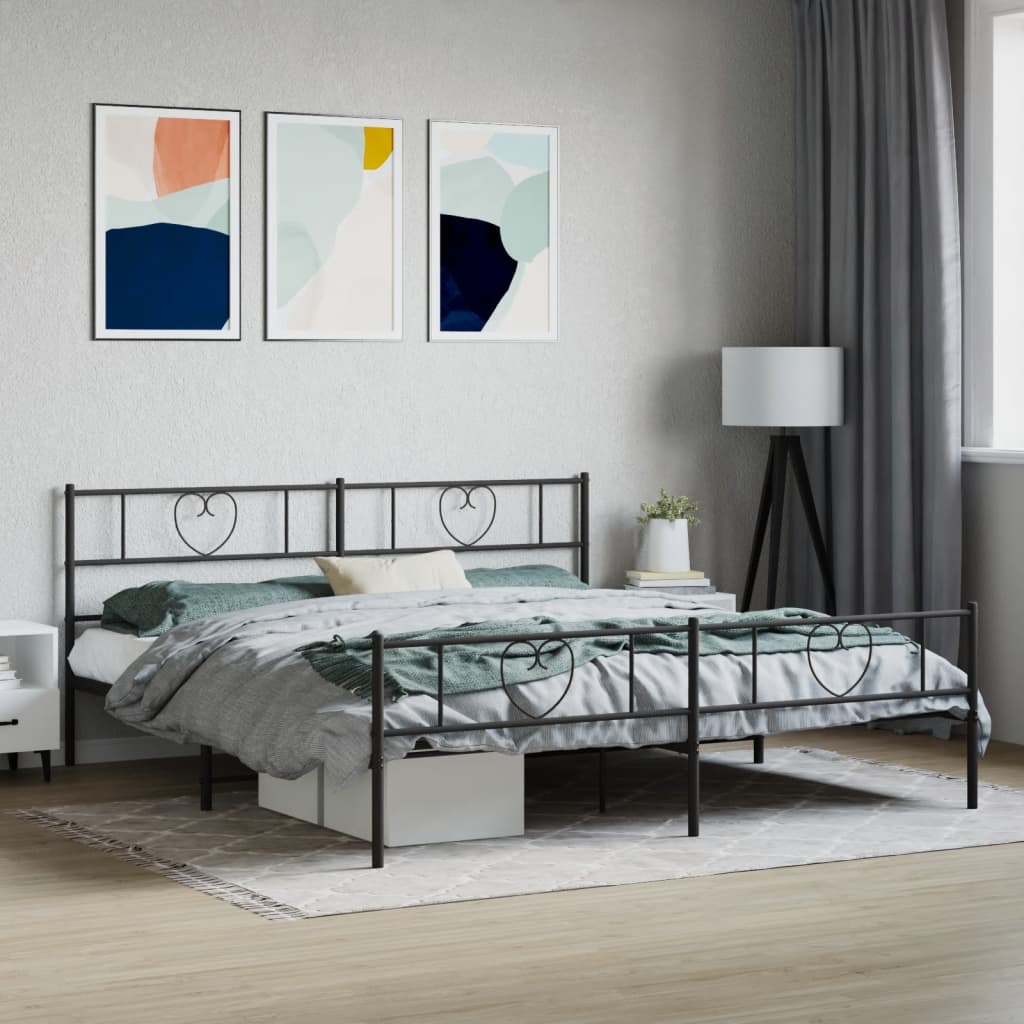 Metal Bed Frame Without Mattress With Footboard 80X200Cm