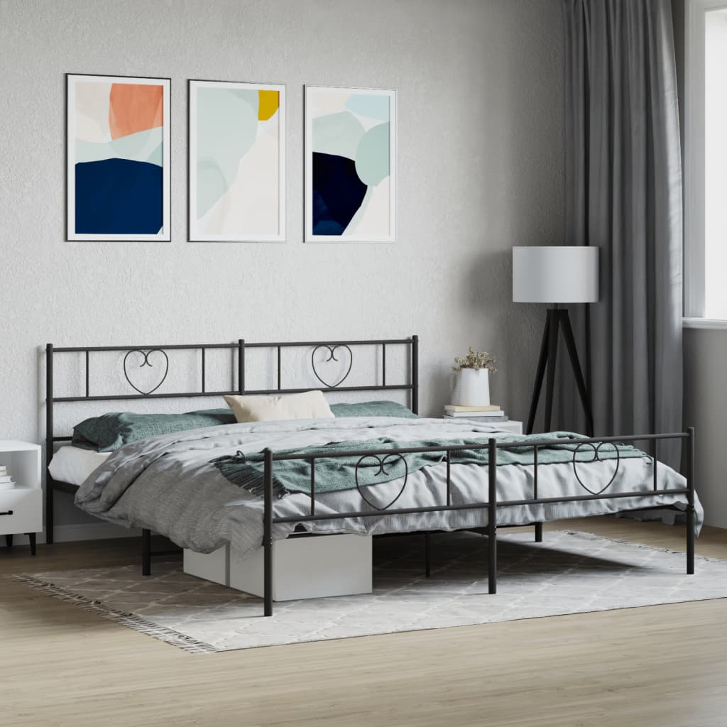 Metal Bed Frame Without Mattress With Footboard 80X200Cm