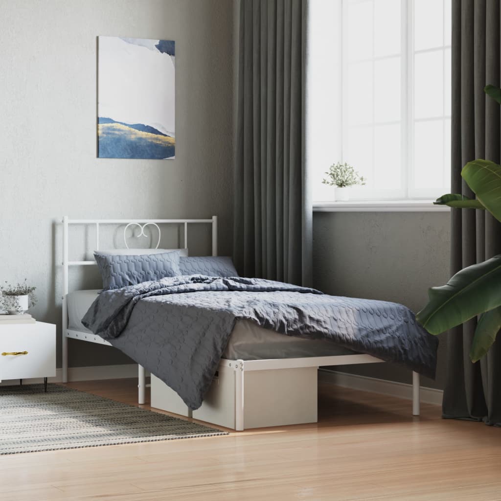 Metal Bed Frame Without Mattress With Footboard 80X200Cm