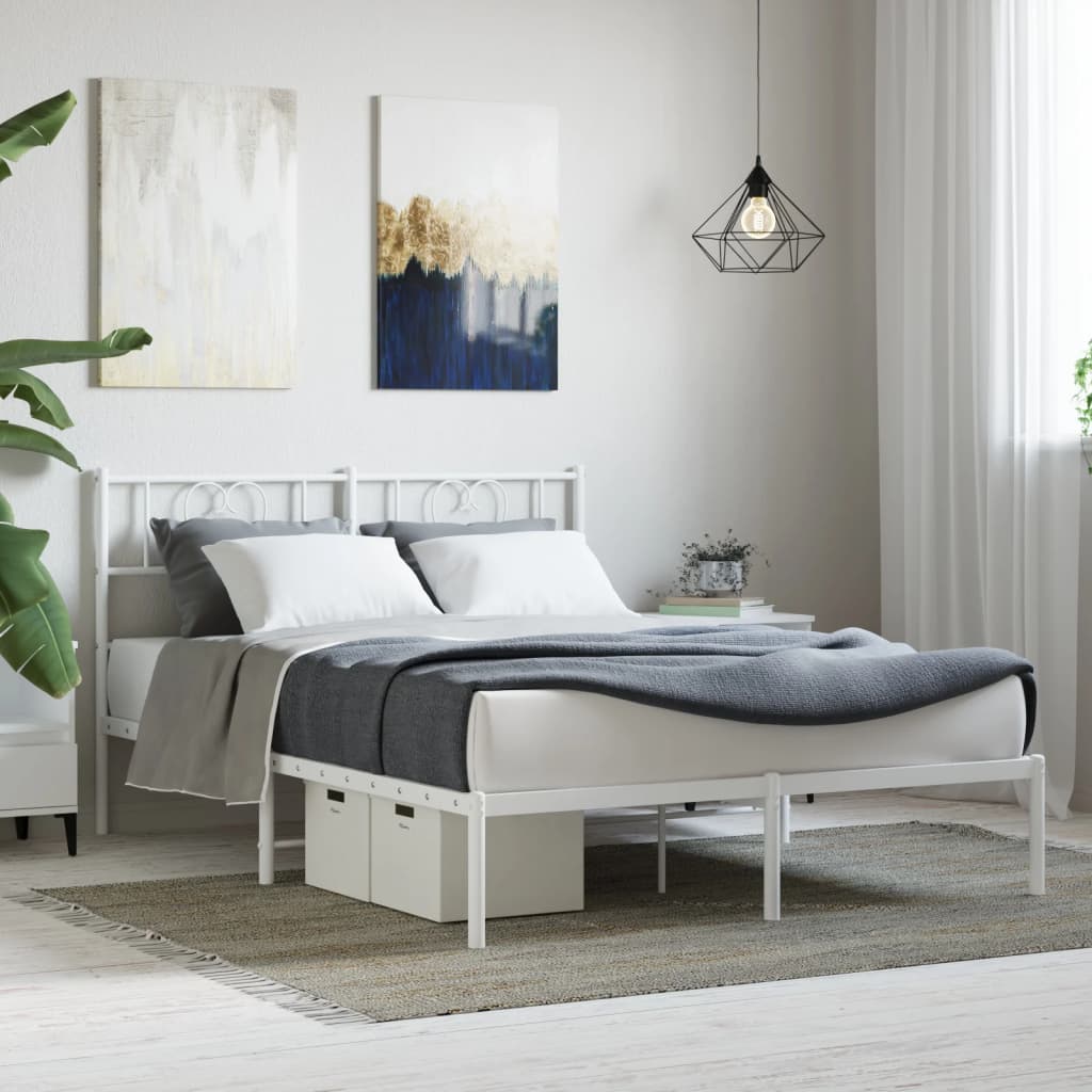 Metal Bed Frame Without Mattress With Footboard 80X200Cm
