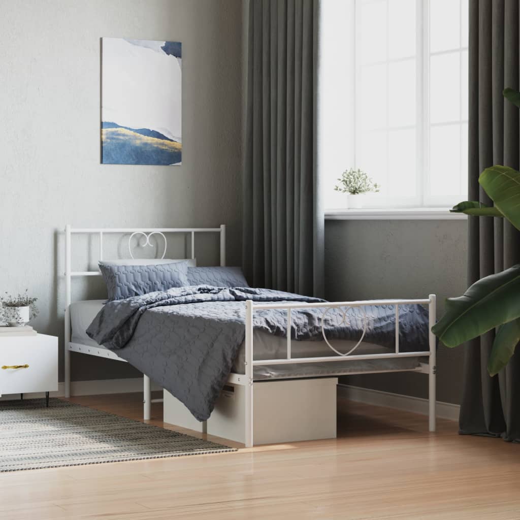 Metal Bed Frame Without Mattress With Footboard 80X200Cm