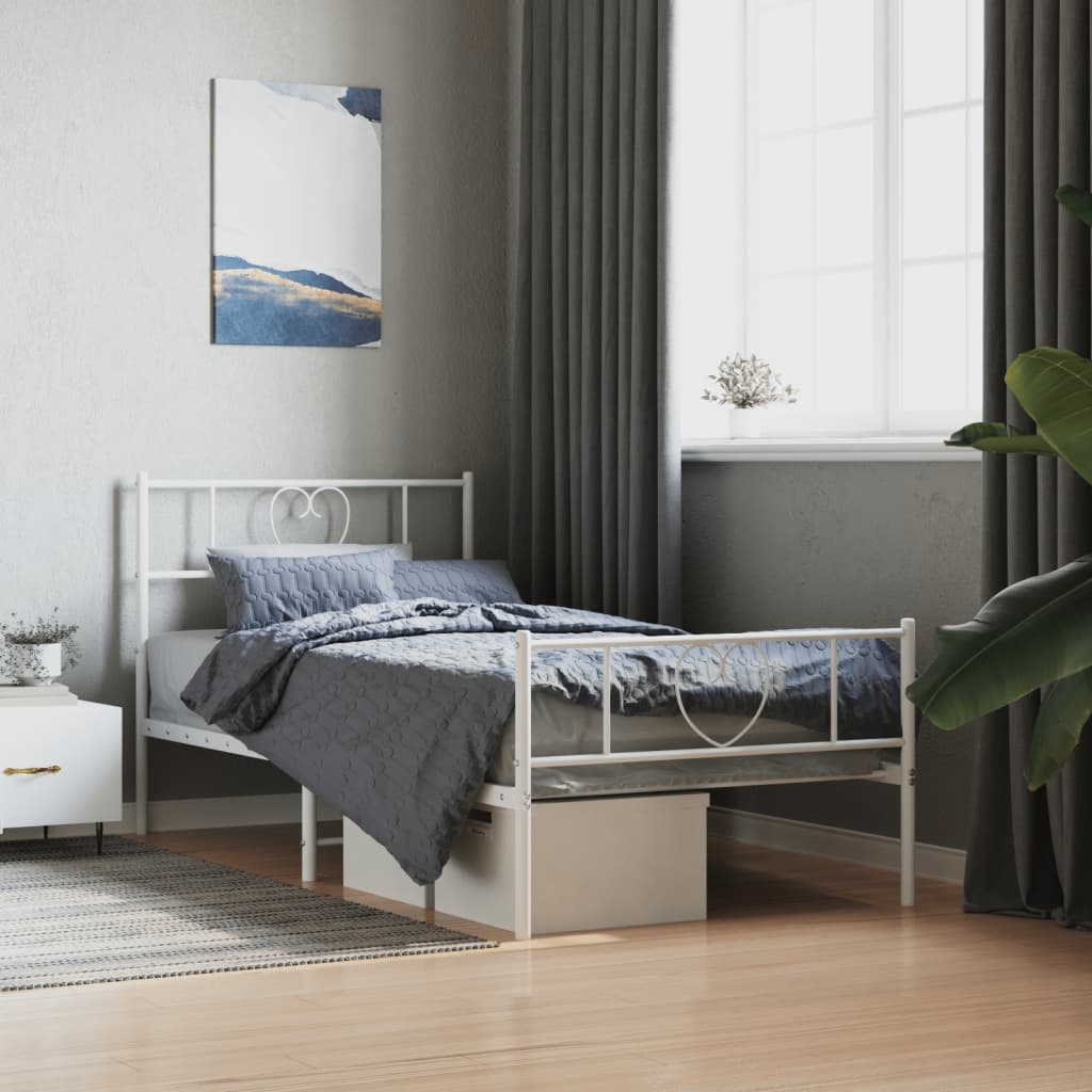 Metal Bed Frame Without Mattress With Footboard 80X200Cm