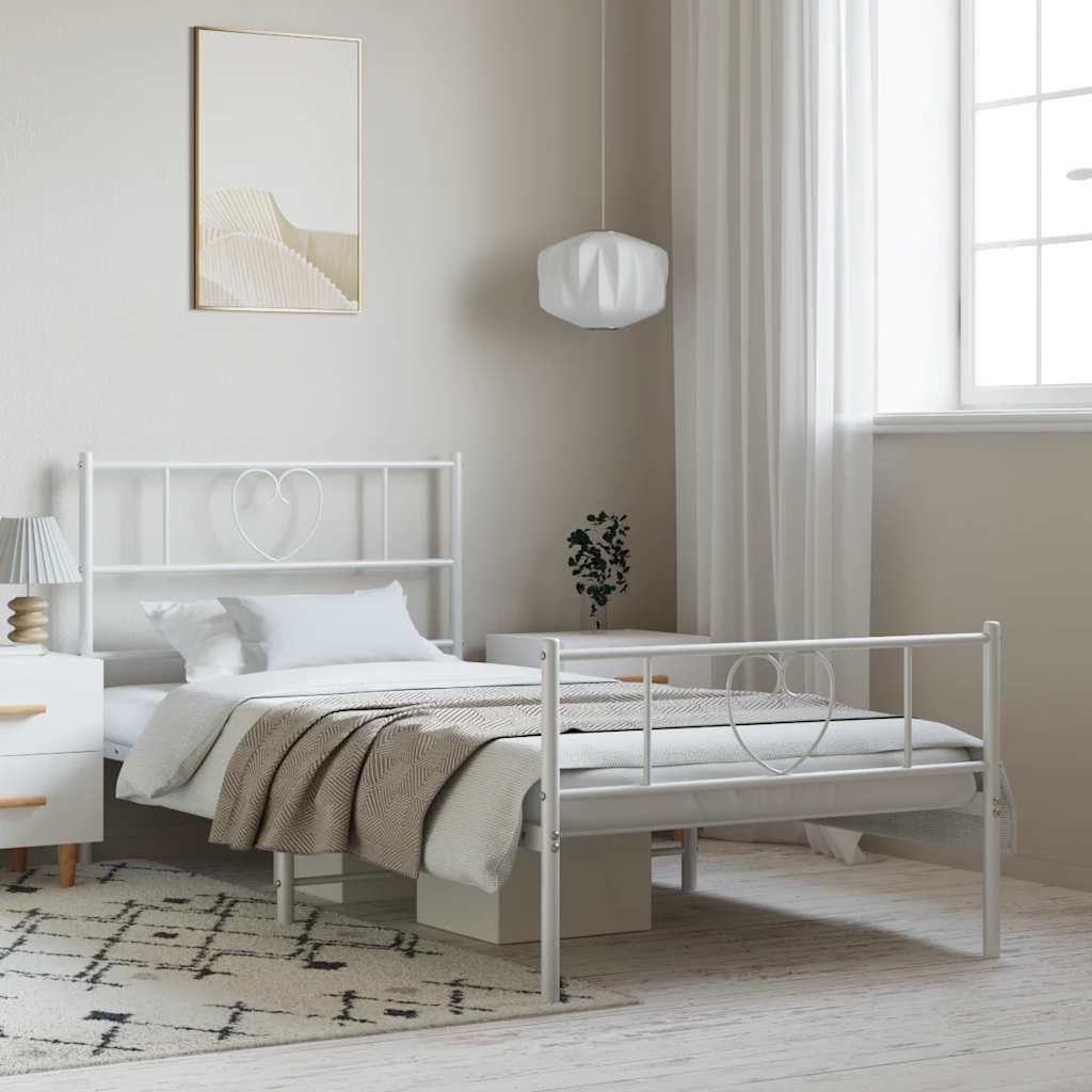 Metal Bed Frame Without Mattress With Footboard 80X200Cm
