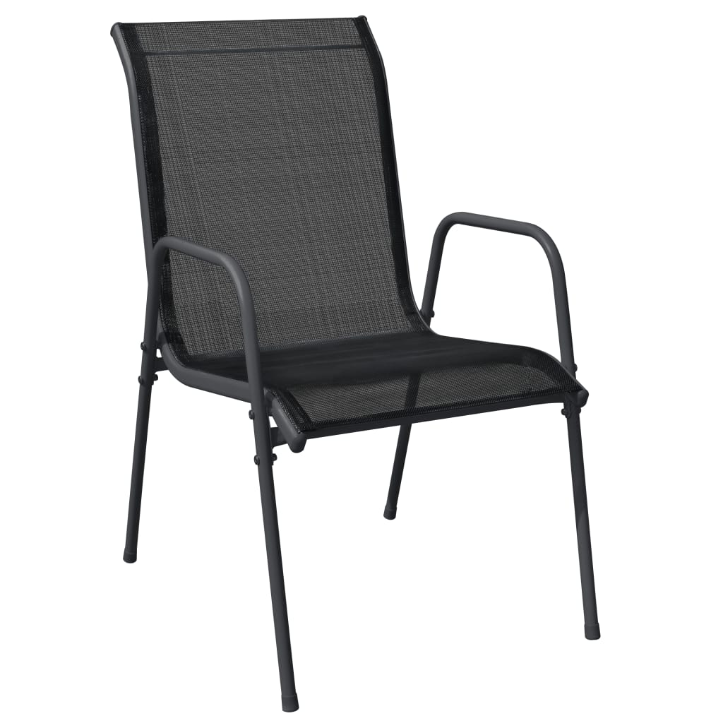 3 Piece Garden Dining Set Black Steel And Textilene