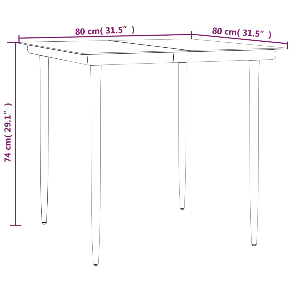 3 Piece Garden Dining Set Black Steel And Textilene