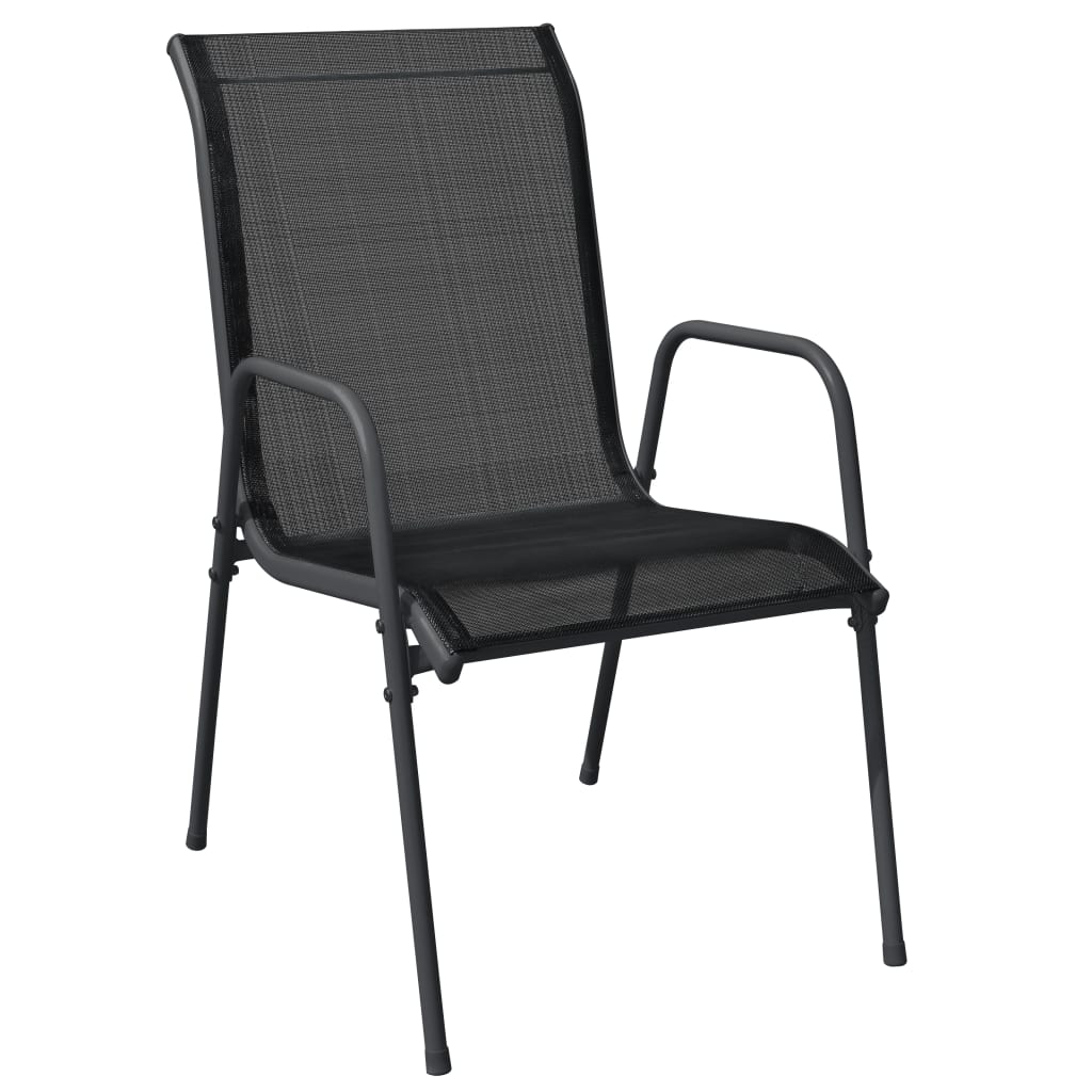 3 Piece Garden Dining Set Black Steel And Textilene