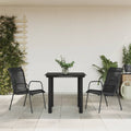 3 Piece Garden Dining Set Black Steel And Textilene