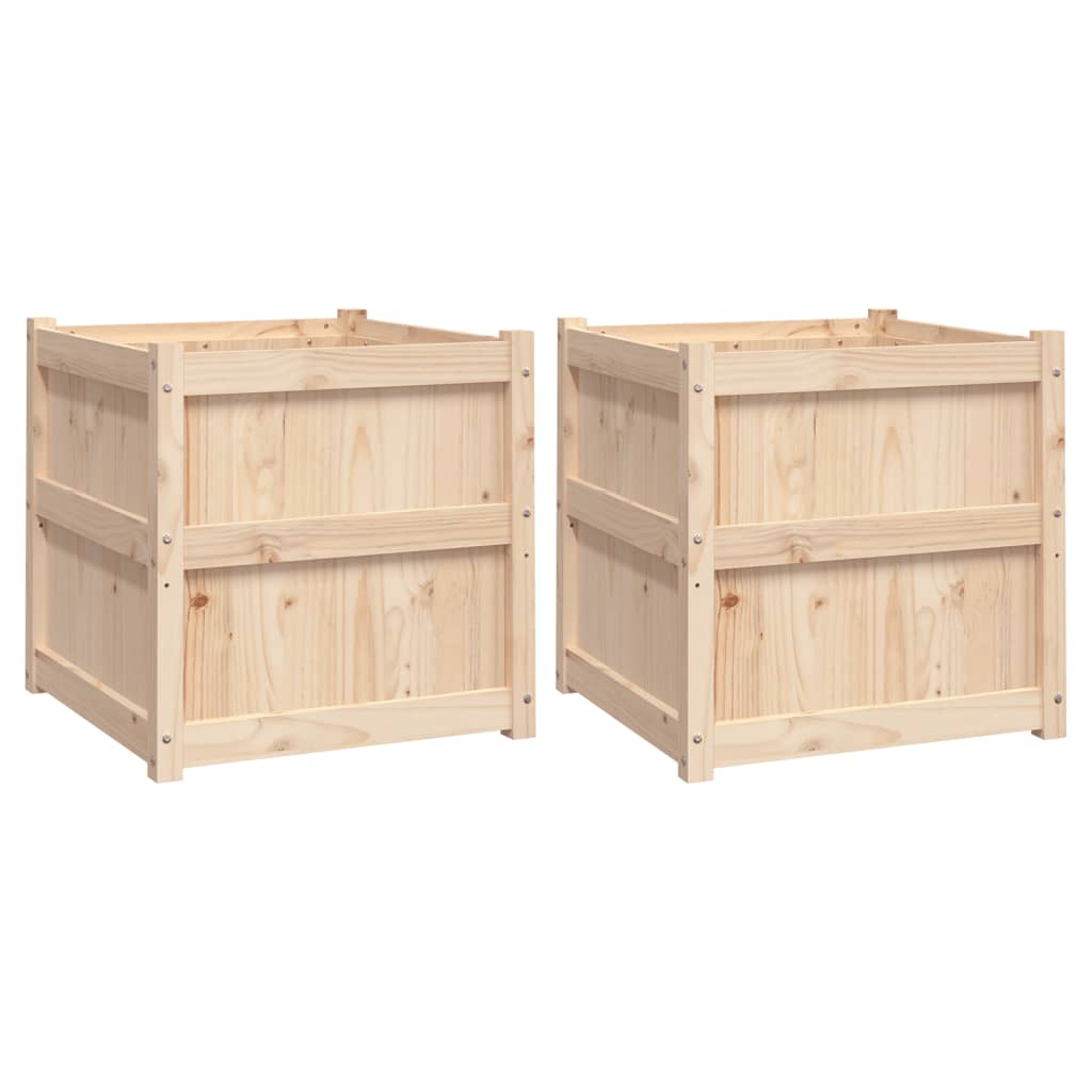 Garden Planters 2 Pcs Solid Wood Pine
