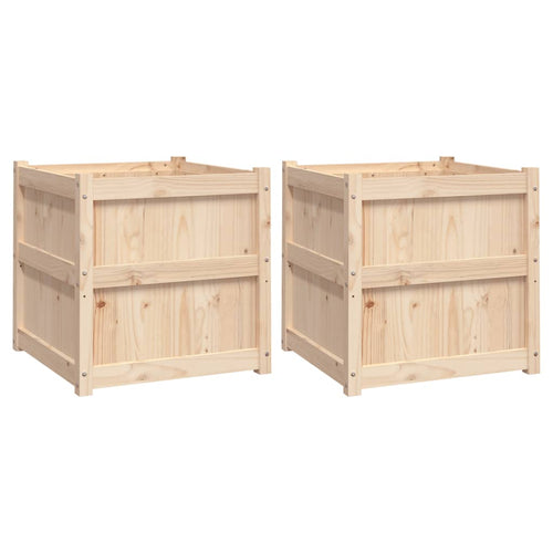 Garden Planters 2 Pcs Solid Wood Pine