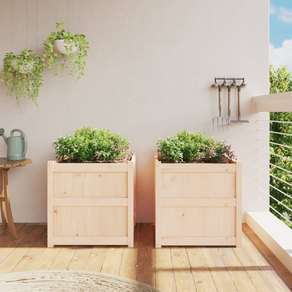 Garden Planters 2 Pcs Solid Wood Pine