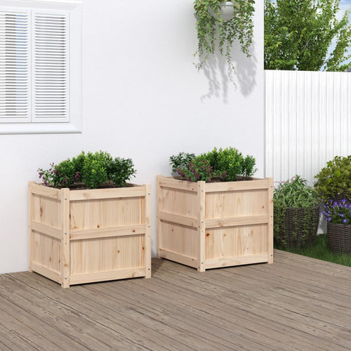 Garden Planters 2 Pcs Solid Wood Pine
