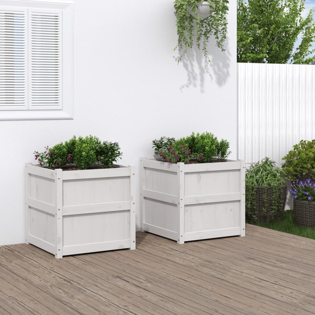 Garden Planters 2 Pcs Solid Wood Pine