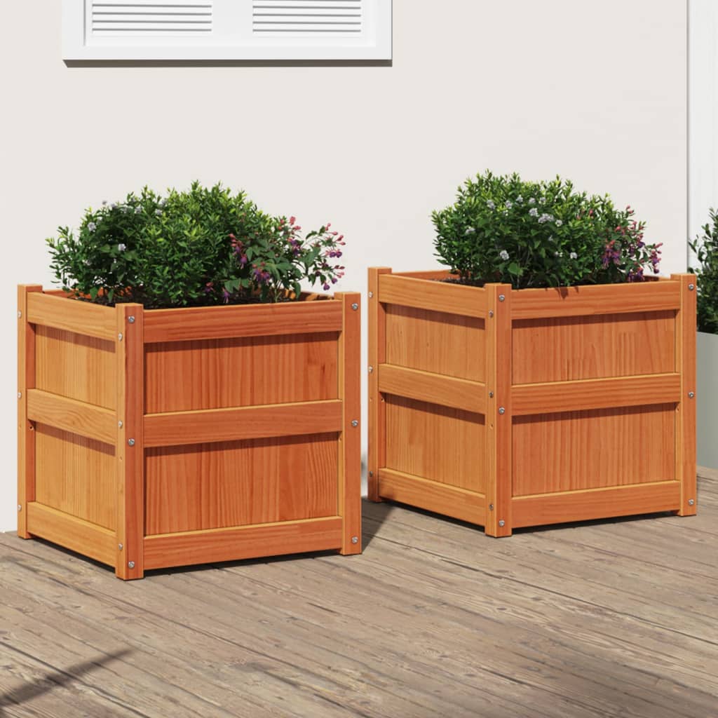 Garden Planters 2 Pcs Solid Wood Pine