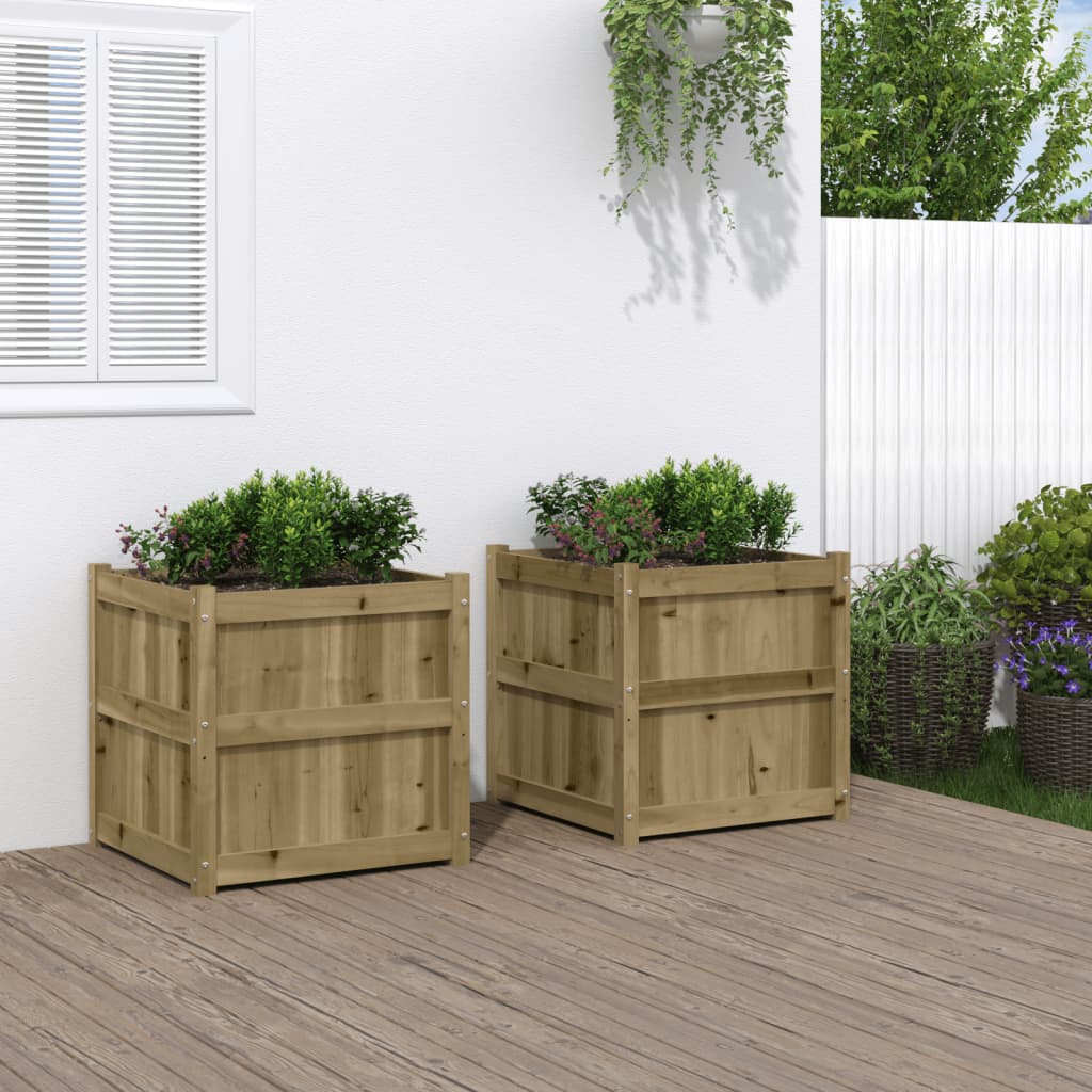 Garden Planters 2 Pcs Solid Wood Pine