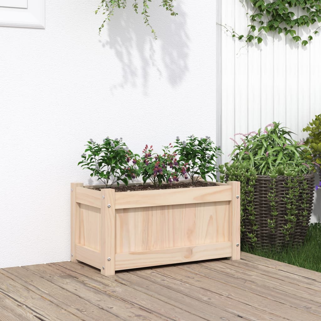 Garden Planters 2 Pcs Wax Solid Wood Pine