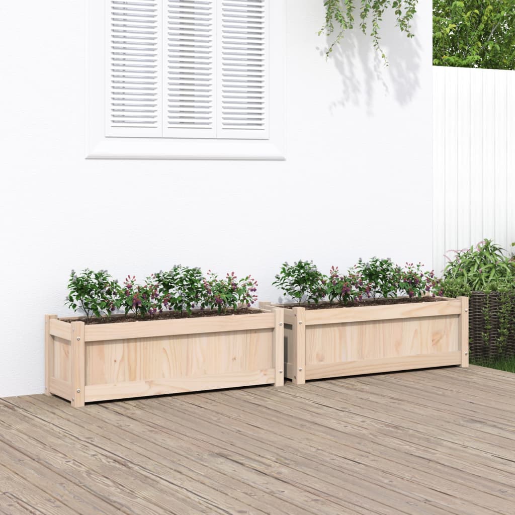 Garden Planters 2 Pcs Solid Wood Pine