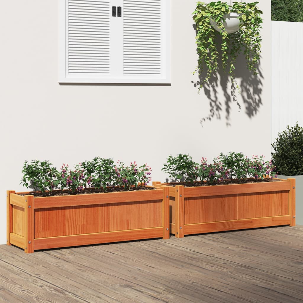 Garden Planters 2 Pcs Solid Wood Pine