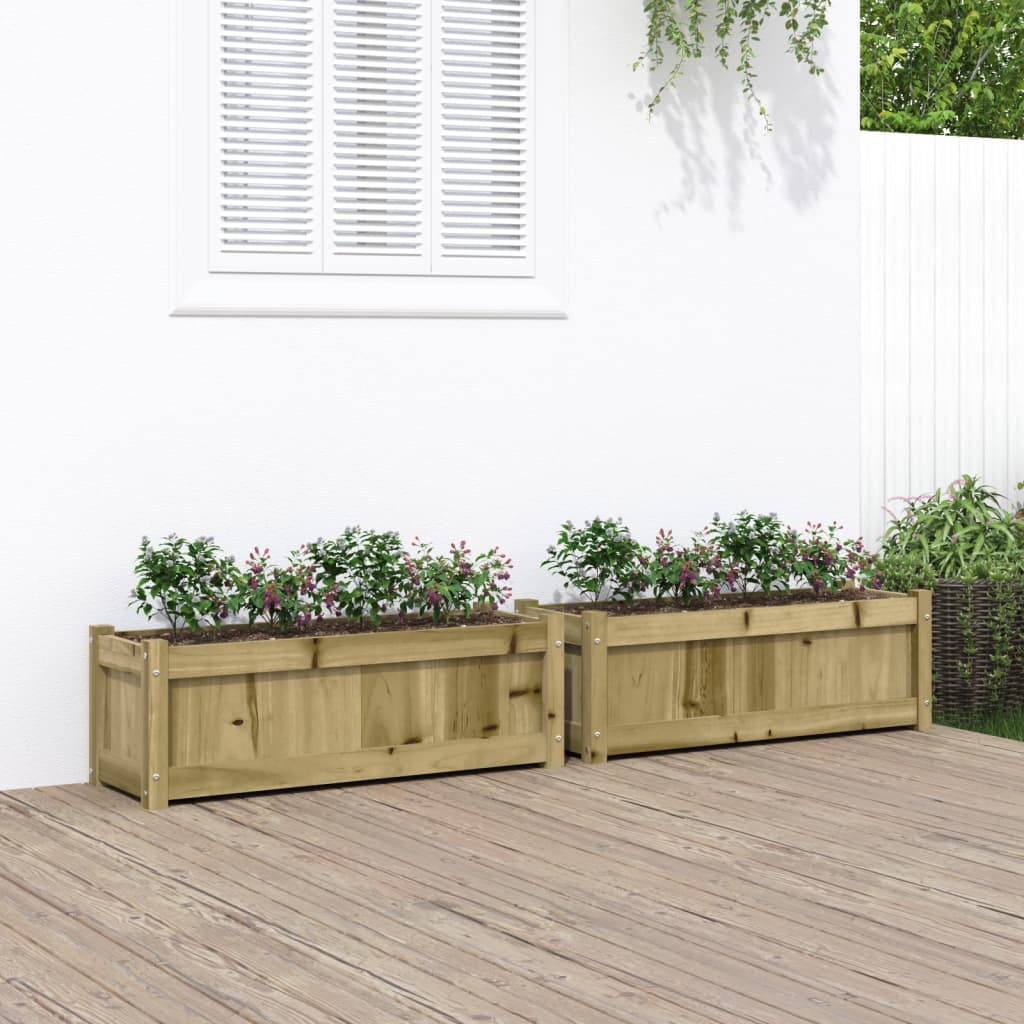 Garden Planters 2 Pcs Solid Wood Pine