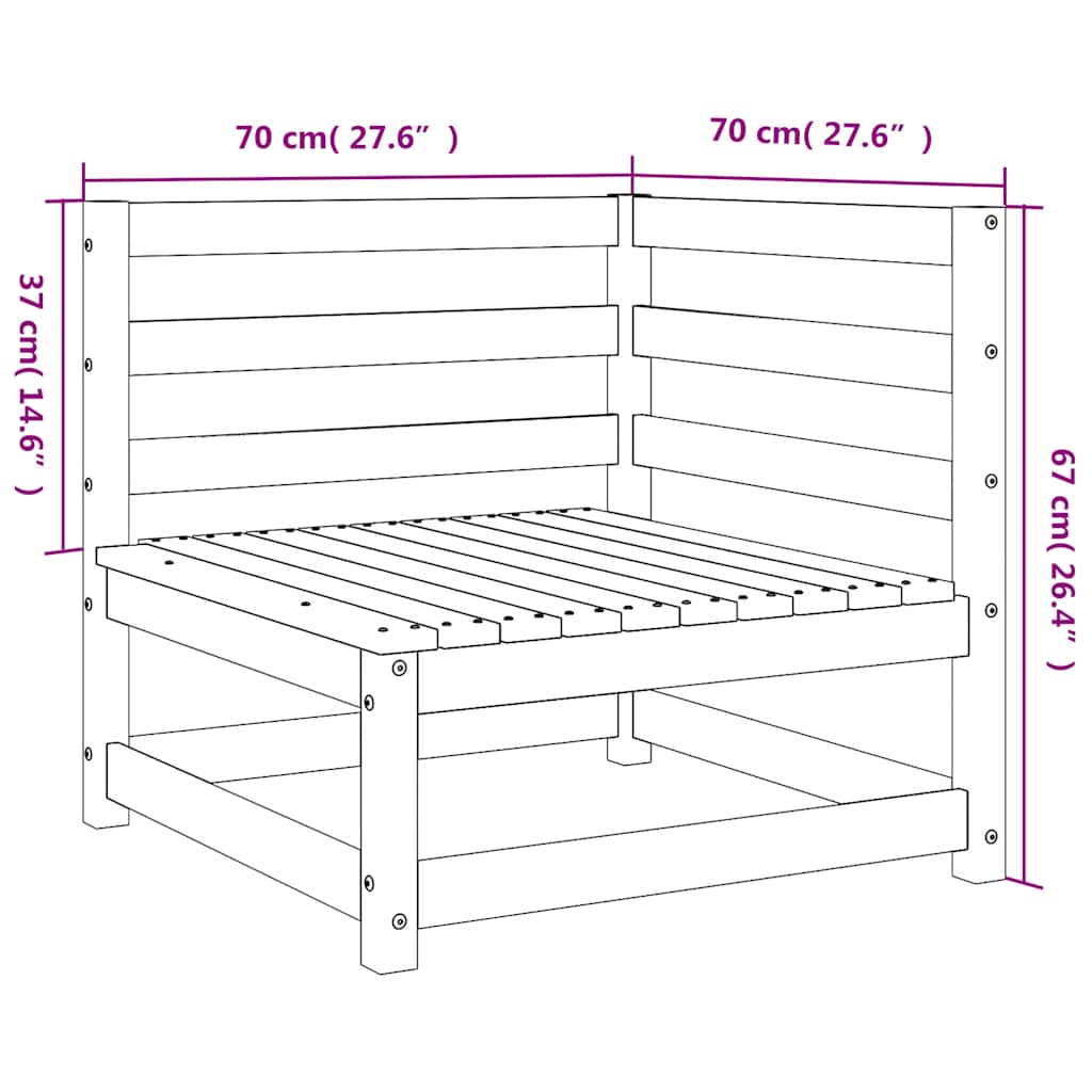 Garden Sofas Corner 2 Pcs 70X70X67 Cm Impregnated Wood Pine