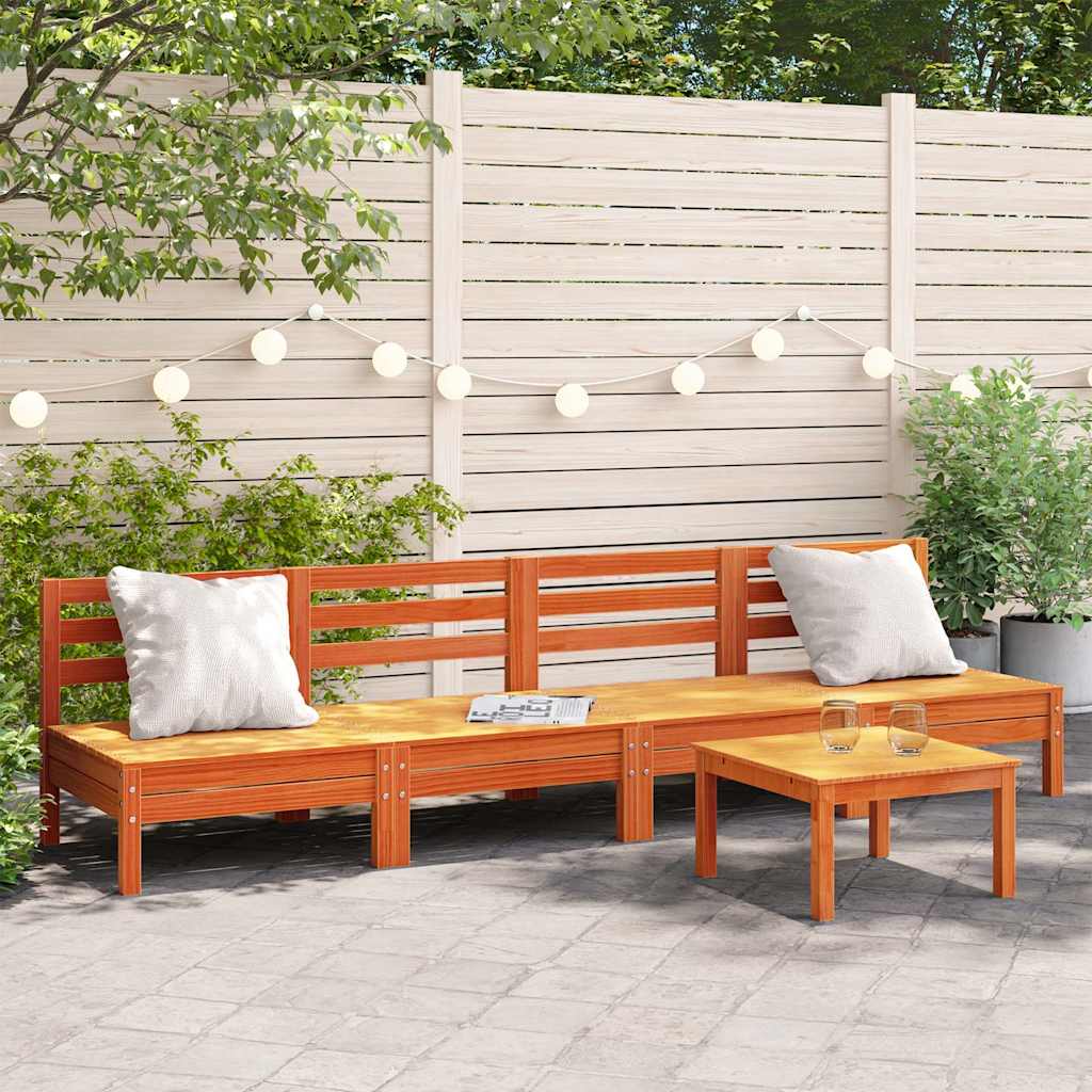 Garden Sofa | Set Of 2 | Natural Wood | Treated Pinewood | Medium