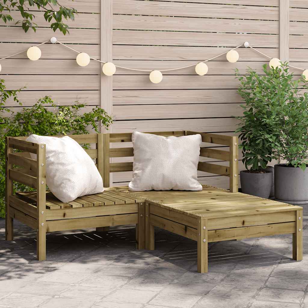 Garden Sofa | Set Of 2 | Natural Wood | Treated Pinewood | Medium