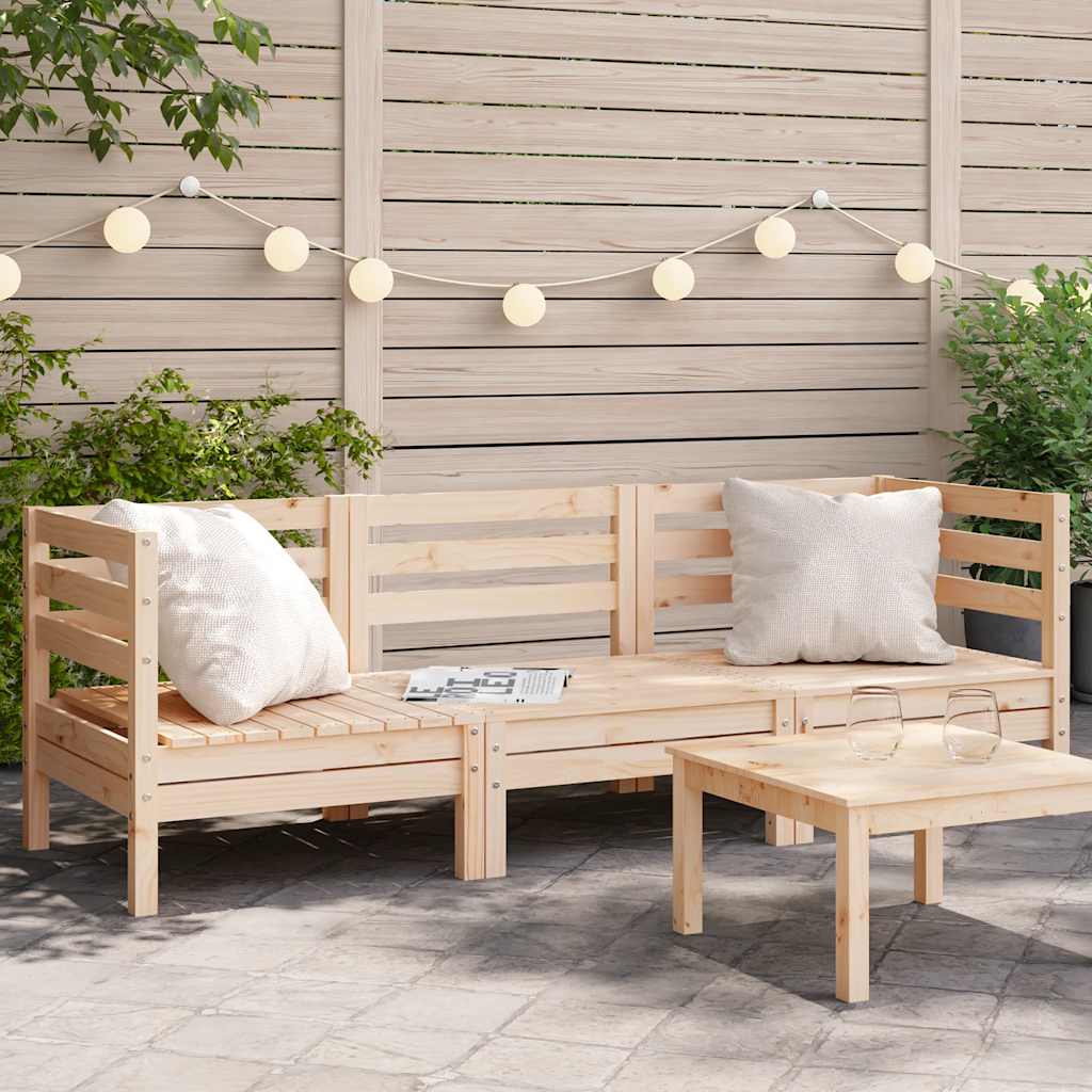 Garden Sofa | Set Of 2 | Natural Wood | Treated Pinewood | Medium