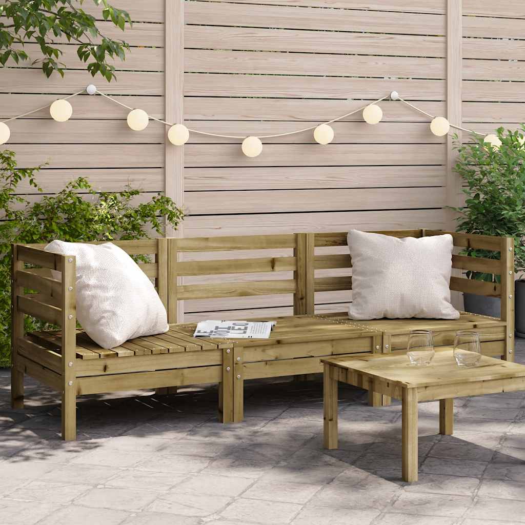 Garden Sofa | Set Of 2 | Natural Wood | Treated Pinewood | Medium