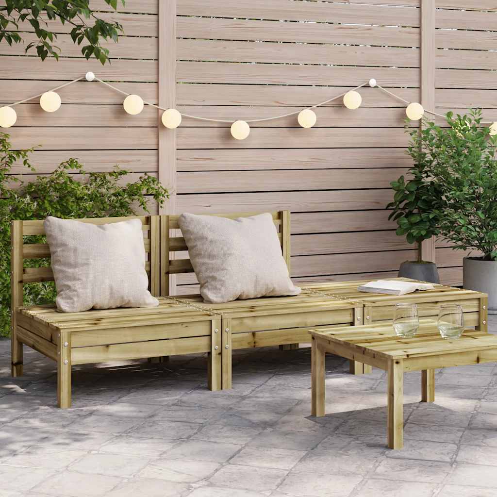 Garden Sofa | Set Of 2 | Natural Wood | Treated Pinewood | Medium