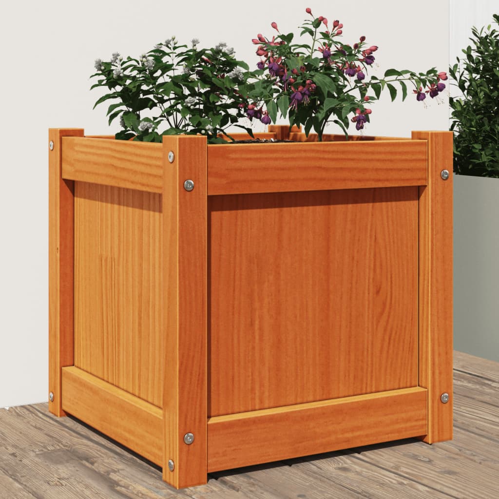 Garden Planters 2 Pcs Wax Brown Solid Wood Pine