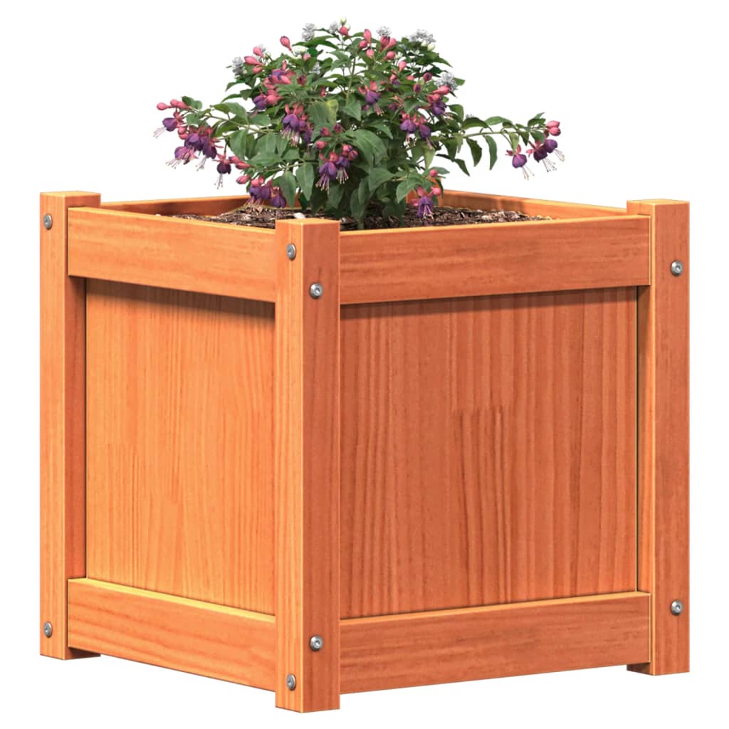 Garden Planters 2 Pcs Wax Brown Solid Wood Pine