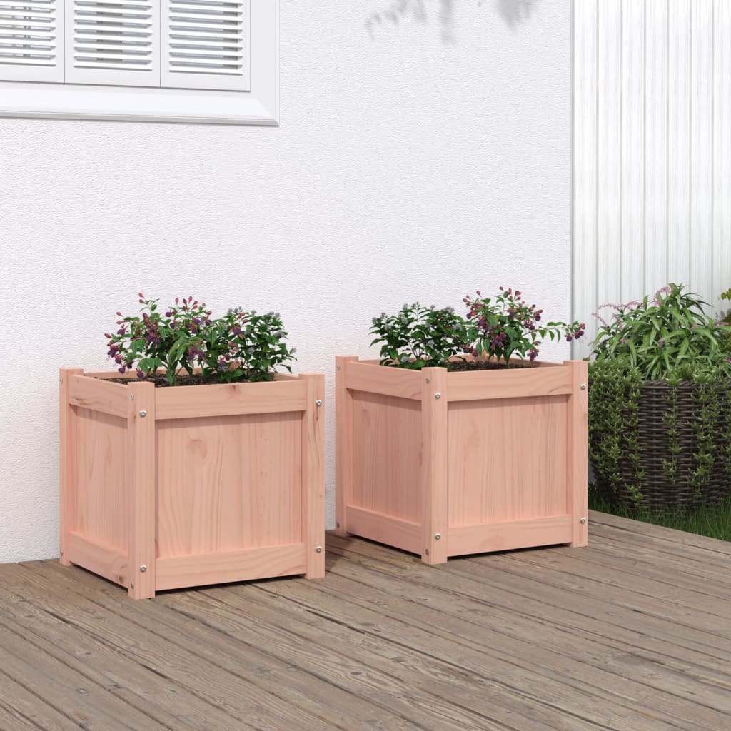 Garden Planters 2 Pcs Wax Brown Solid Wood Pine