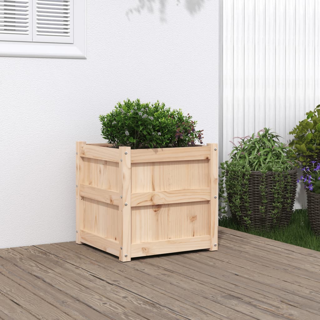Garden Planter White 50X50X50 Cm Solid Wood Pine
