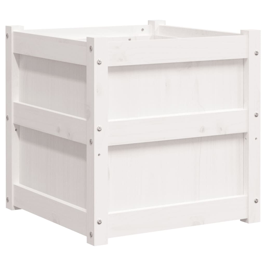 Garden Planter White 50X50X50 Cm Solid Wood Pine