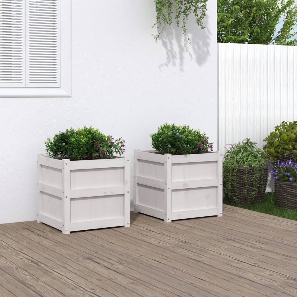Garden Planter White 50X50X50 Cm Solid Wood Pine