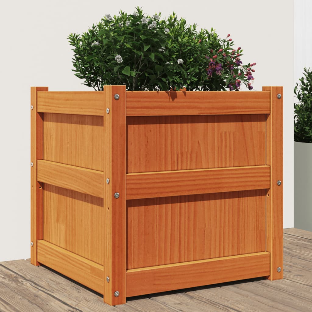 Garden Planter White 50X50X50 Cm Solid Wood Pine