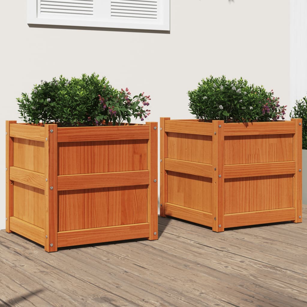 Garden Planter White 50X50X50 Cm Solid Wood Pine