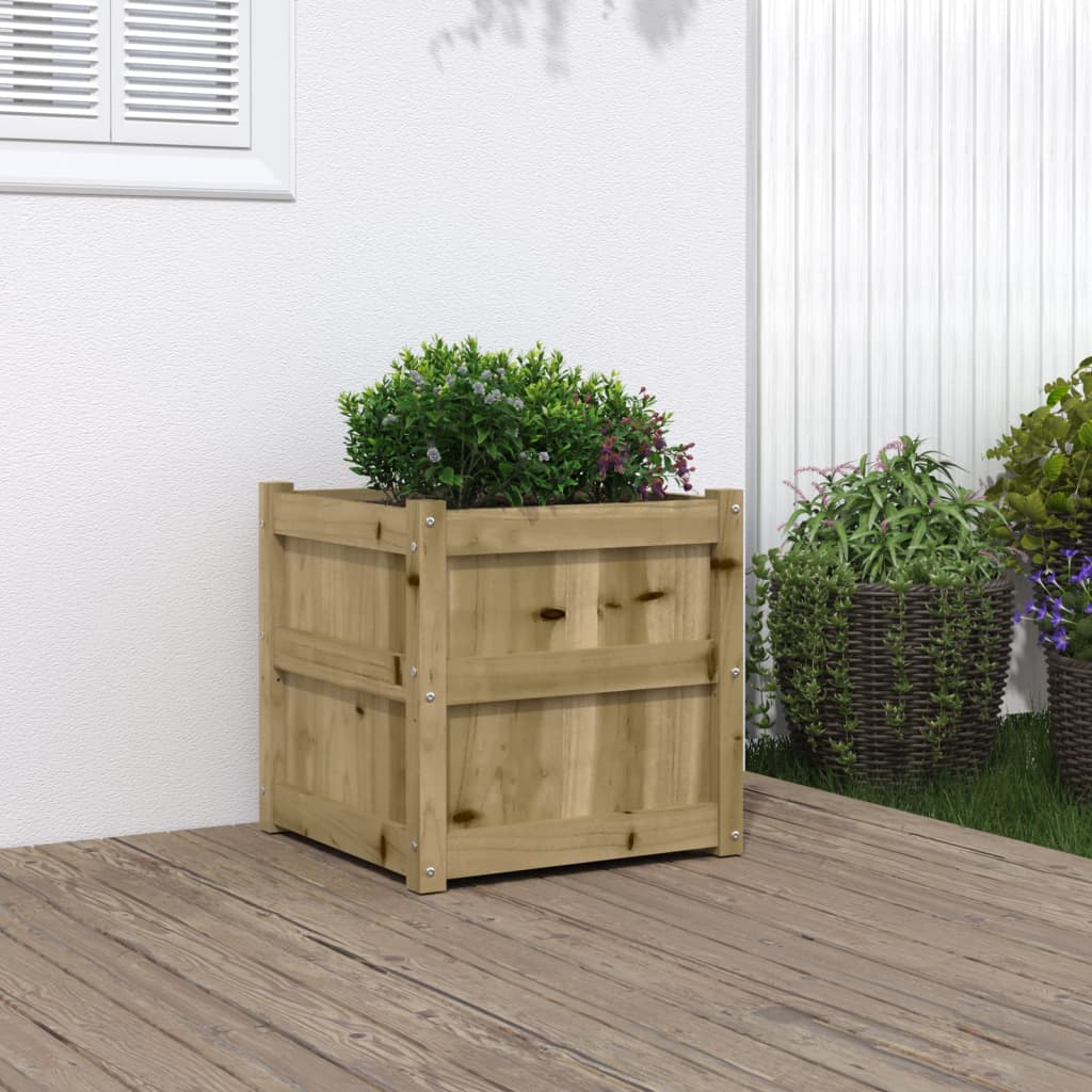 Garden Planter White 50X50X50 Cm Solid Wood Pine