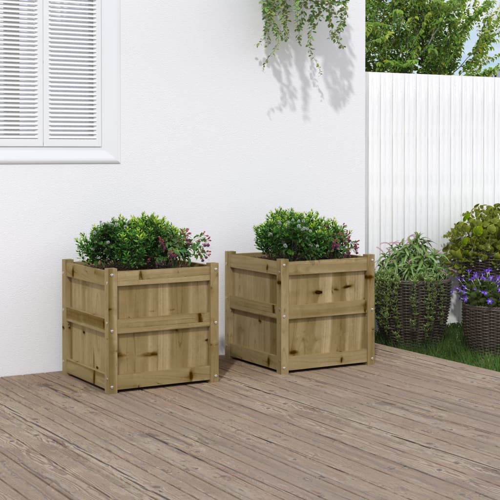 Garden Planter White 50X50X50 Cm Solid Wood Pine