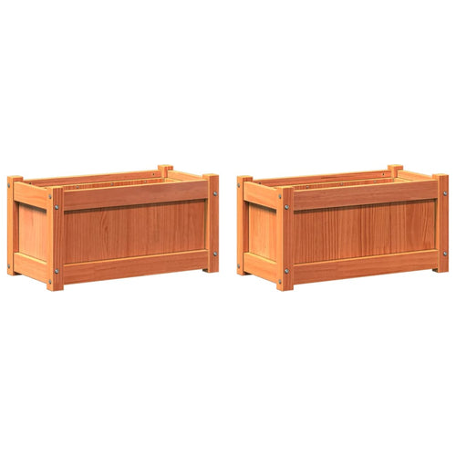 Garden Planters 2 Pcs Wax Solid Wood Pine