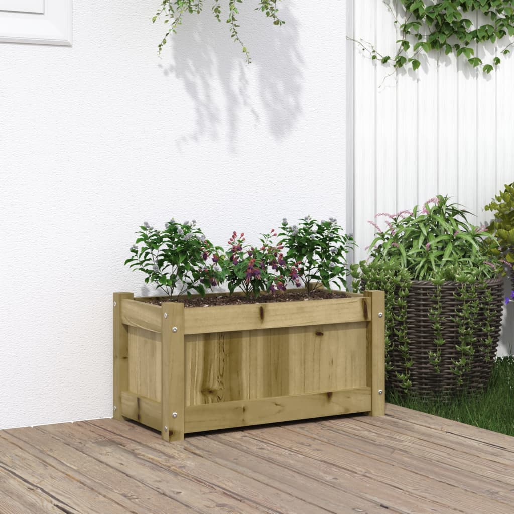 Garden Planters 2 Pcs Wax Solid Wood Pine