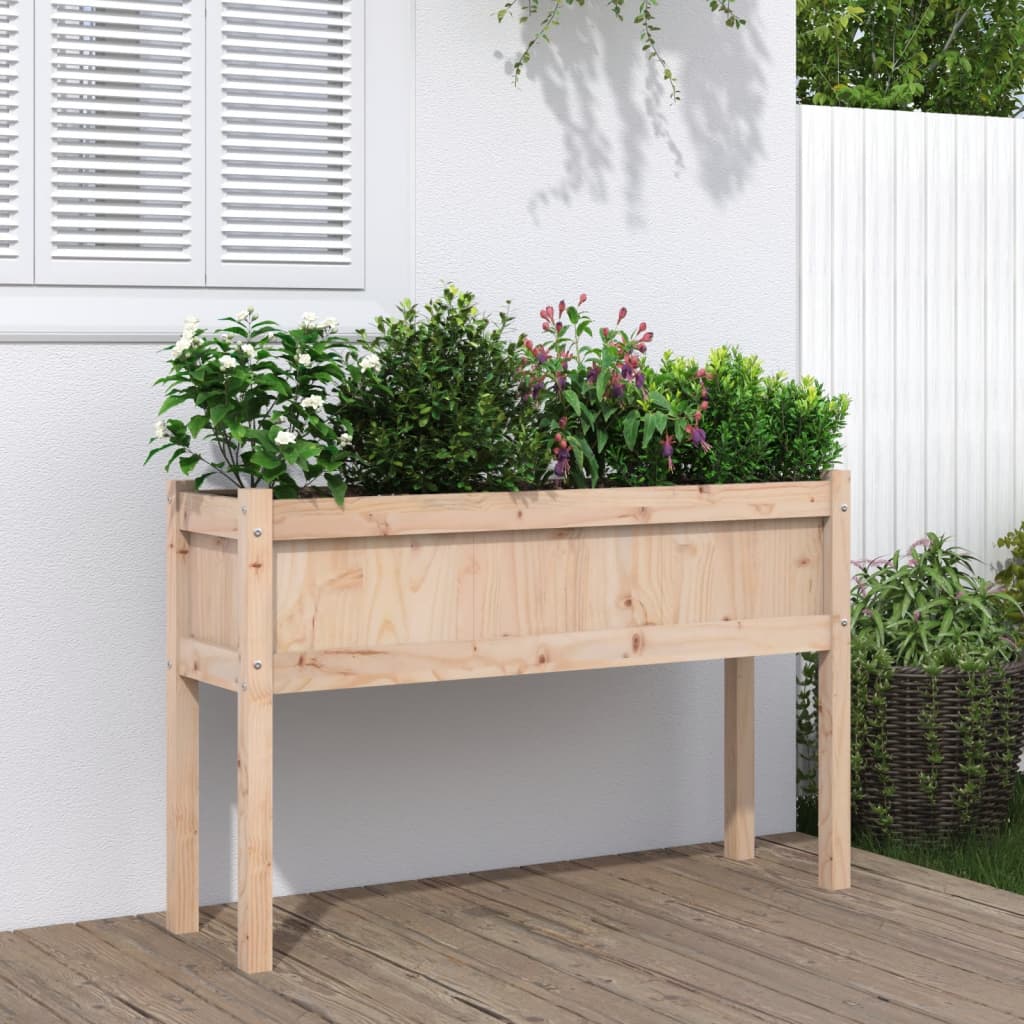 Garden Planters 2 Pcs With Legs Wax Brown Solid Wood Pine
