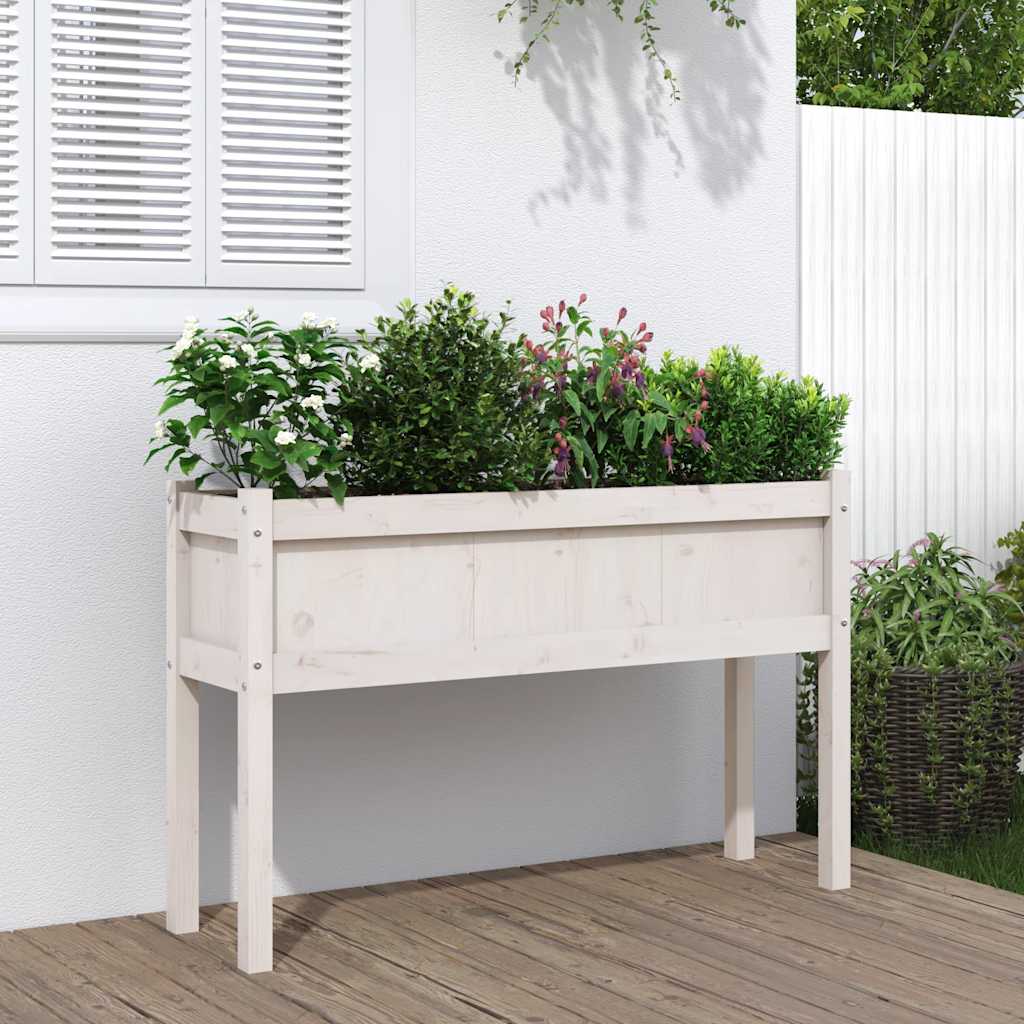 Garden Planters 2 Pcs With Legs Wax Brown Solid Wood Pine