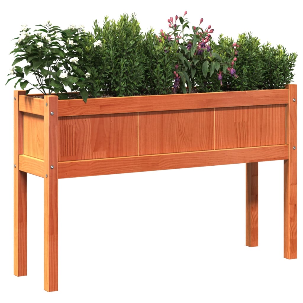 Garden Planters 2 Pcs With Legs Wax Brown Solid Wood Pine