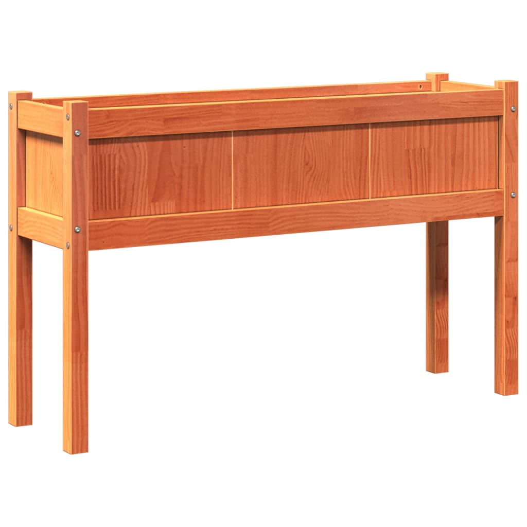 Garden Planters 2 Pcs With Legs Wax Brown Solid Wood Pine