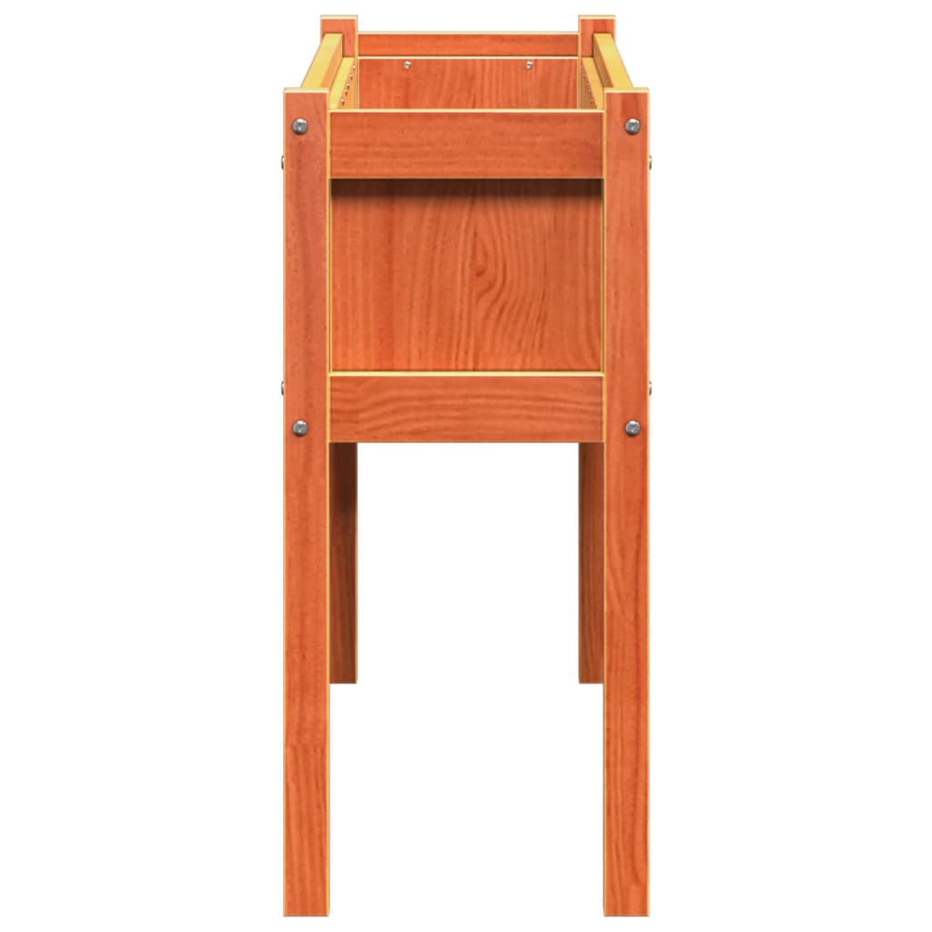 Garden Planters 2 Pcs With Legs Wax Brown Solid Wood Pine