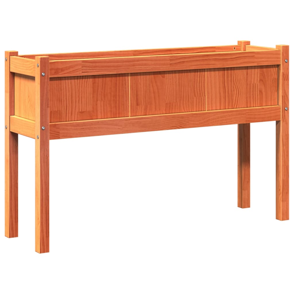 Garden Planters 2 Pcs With Legs Wax Brown Solid Wood Pine