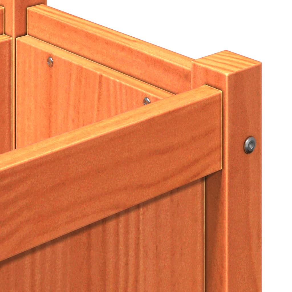 Garden Planters 2 Pcs With Legs Wax Brown Solid Wood Pine