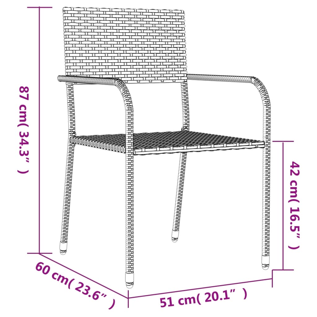 5 Piece Garden Dining Set Grey And Black Poly Rattan And Steel