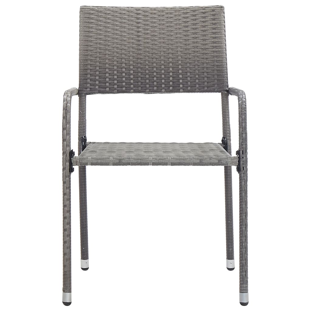 5 Piece Garden Dining Set Grey And Black Poly Rattan And Steel