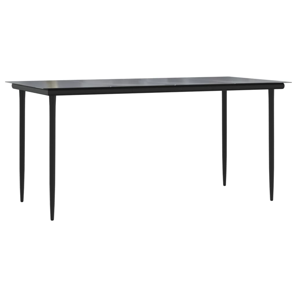 5 Piece Garden Dining Set Grey And Black Poly Rattan And Steel